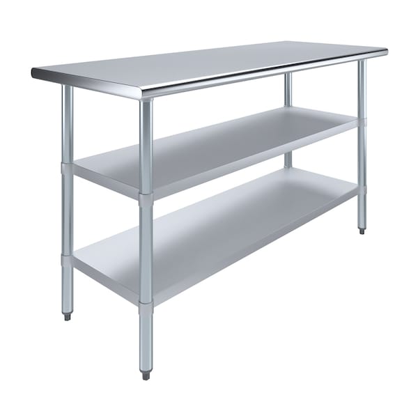 Amgood 24 in. x 60 in. Stainless Steel Table With Two Undershelves AMG WT-2460-2SH - main